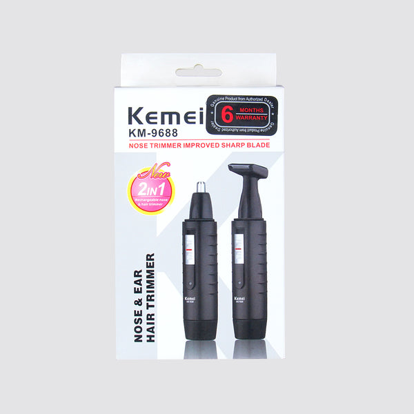 Kemei Km-9688 - 2 In 1 Rechargeable Hair and Nose Trimmer