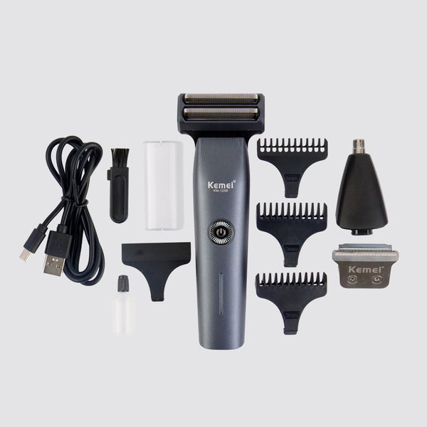 KM-1258 3 in 1 Grooming Kit with Shaver Trimmer & Nose Trimmer (Lithium Batteries)