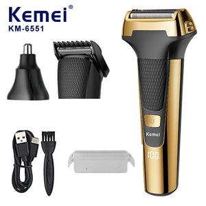 Kemei KM-6551 3 in 1  Grooming KIt | Digital | Lithium Batteries | Trimmer | Shaver | Nose Trimmer