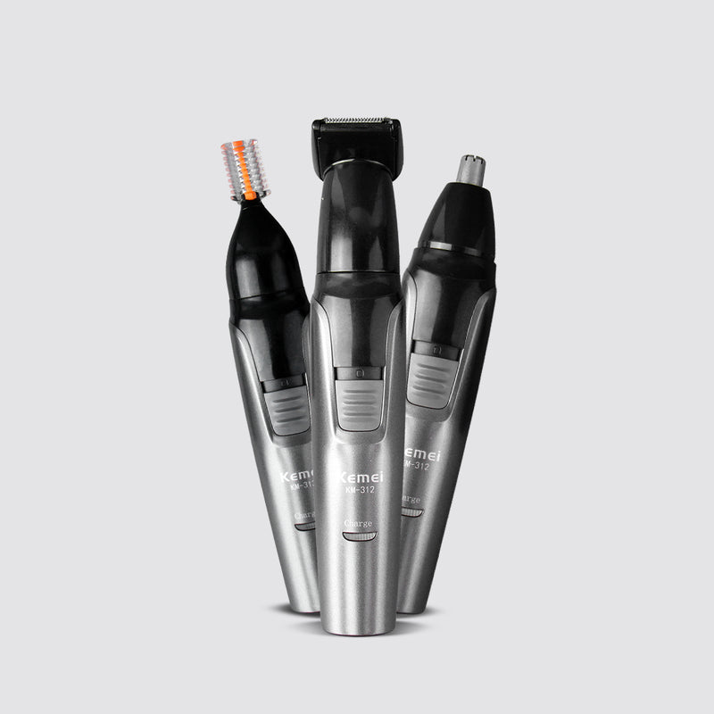 KM-312 3-in-1 Rechargeable Nose Eyebrow Ear Sideburns Hair Trimmer