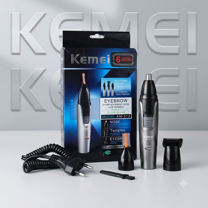 KM-312 3-in-1 Rechargeable Nose Eyebrow Ear Sideburns Hair Trimmer