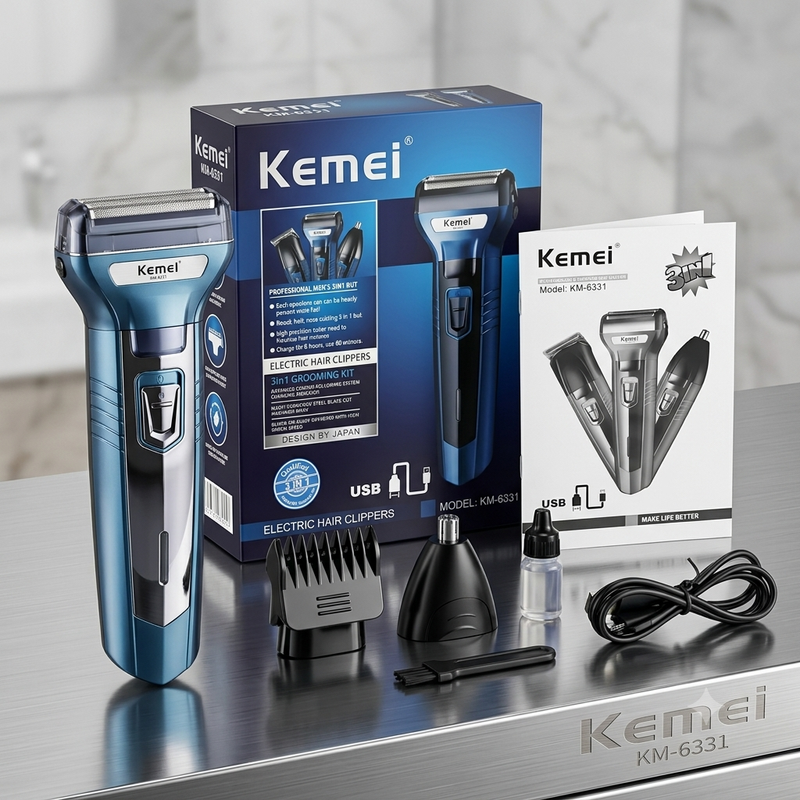 KM-6331 3 in 1 Grooming Kit with USB Charging