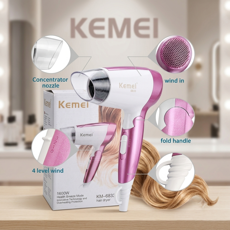 KM-6833 Professional 1600W Hair Dryer