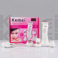 KM-7202 5 in 1 Shaver | Facial cleansing brush | Shaving Blade | Trimming Blade | 3 in 1 blade | Charging dock