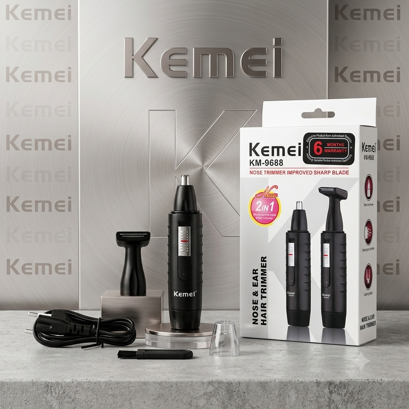 KM-9688 - 2 In 1 Rechargeable Hair and Nose Trimmer