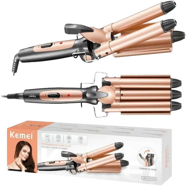 KM-1010 Foldable Three 3 Barrel Curler │ Waiver