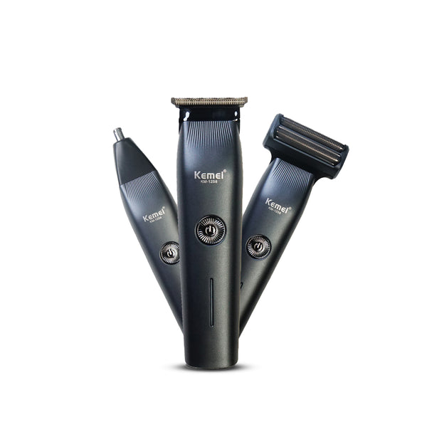 KM-1258 3 in 1 Grooming Kit with Shaver Trimmer & Nose Trimmer (Lithium Batteries)