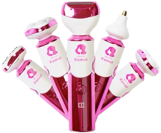 KM-2192 | 6 in 1 Beauty Tool Kit | Washable | Digital | Epilator | Shaver | Scrabber | Nose Trimmer | Massager |