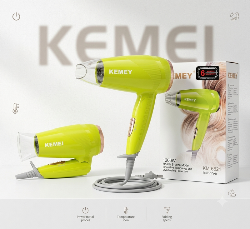 KM-6821 Hair Dryer Foldable and Travel Hairdryer