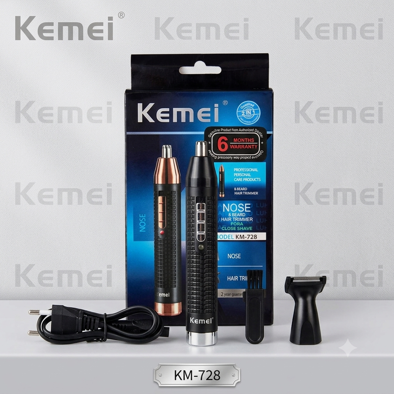 KM-728 2 in1 Rechargeable Nose Hair Trimmer for Men